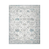 9 x 12  Ivory Gray Aqua Color Machine Made Washable Polyester Traditional Oriental Rug